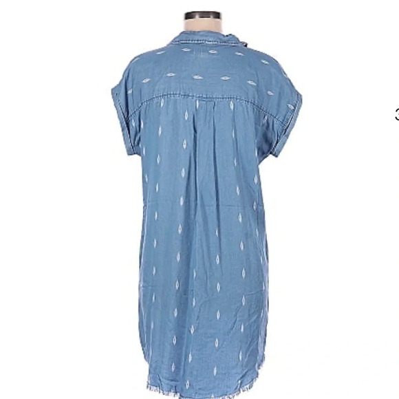 THREAD & SUPPLY 100% Tencel Denim Style Dress with Raw Hem - Picture 2 of 7